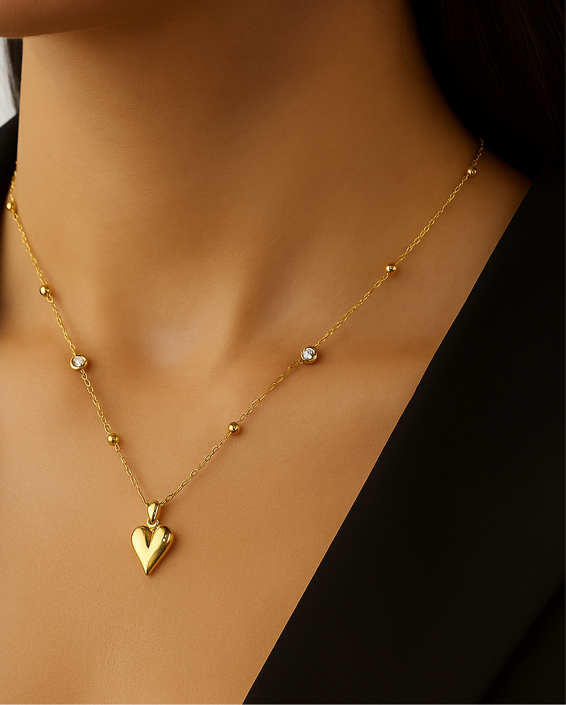 Crystal Heart Charm Necklace