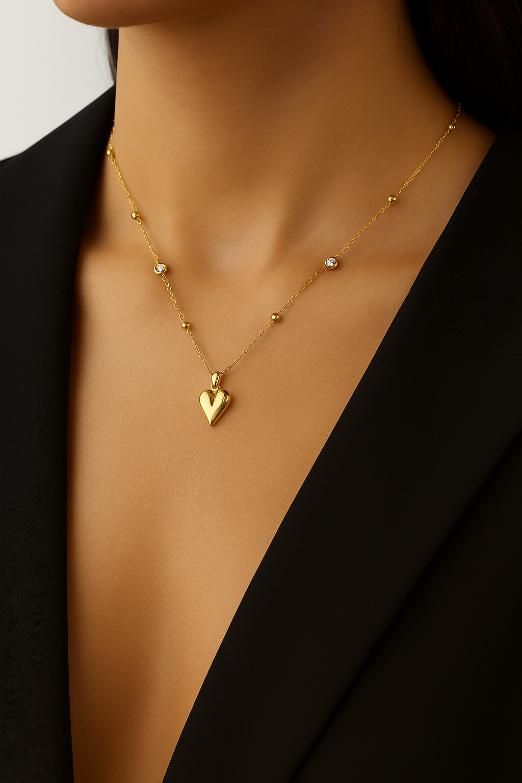 Crystal Heart Charm Necklace